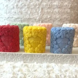 Love Rose Block Decorative Candle